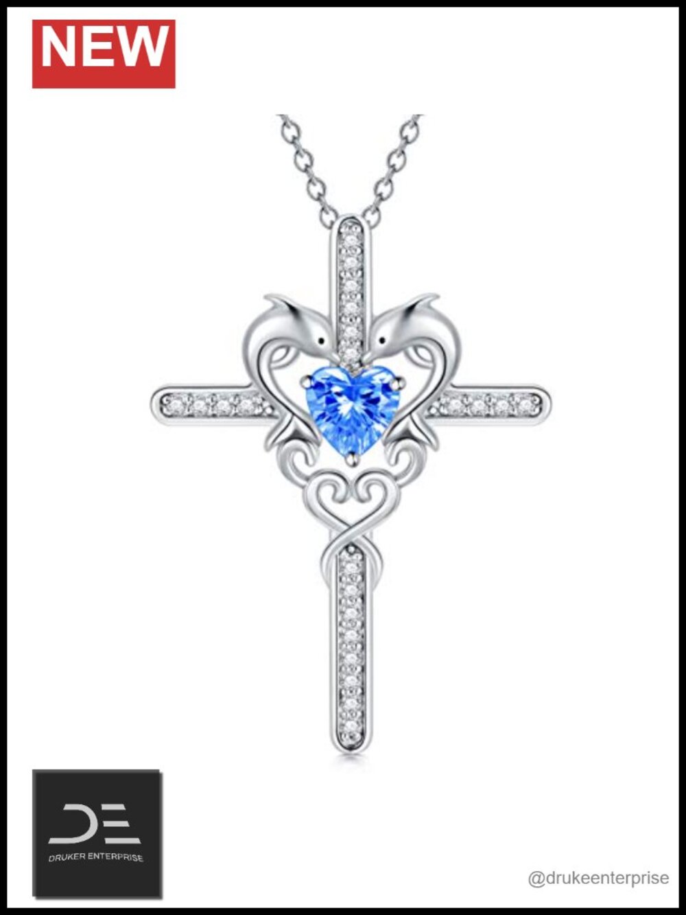 925 Sterling Silver Moissanite Dolphin Pendant Necklace 18-20 Inch Women Gift